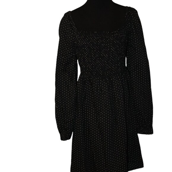 SALE! GAP Smocked Puff Sleeve Mini Black Dots Elastic Top Black M Medium EUC - Picture 4 of 13